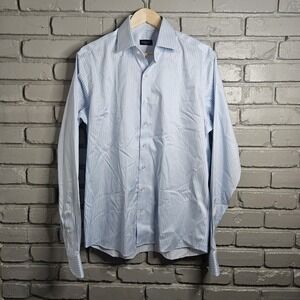 Proper Cloth Dress Shirt Mens 16.5 Blue Striped Formal Button Down AC1906969B1